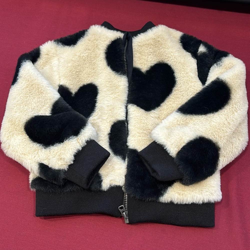 Splendid faux fur jacket. Size 2T. Heart pattern. New with tags.